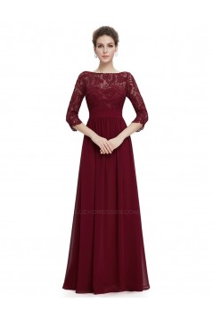 A-Line Half Sleeve Long Black Lace and Chiffon Prom Evening Formal Dresses ED011645