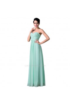 A-Line Sweetheart Long Mint Green Chiffon Prom Evening Bridesmaid Dresses ED011648