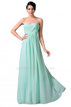 A-Line Sweetheart Long Mint Green Chiffon Prom Evening Bridesmaid Dresses ED011648