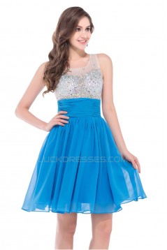 A-Line Beaded Short Chiffon Prom Evening Cocktail Dresses ED011658