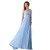 A-Line One-Shoulder Beaded Long Blue Chiffon Prom Evening Formal Dresses ED011660