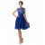 A-Line Bateau Beaded Applique Short Blue Prom Evening Formal Dresses ED011661