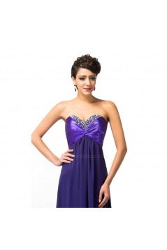 Empire Sweetheart Beaded Long Purple Chiffon Prom Evening Formal Maternity Dresses ED011665