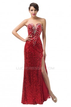 Sheath Sweetheart Sequins Beaded Long Prom Evening Formal Dresses ED011671