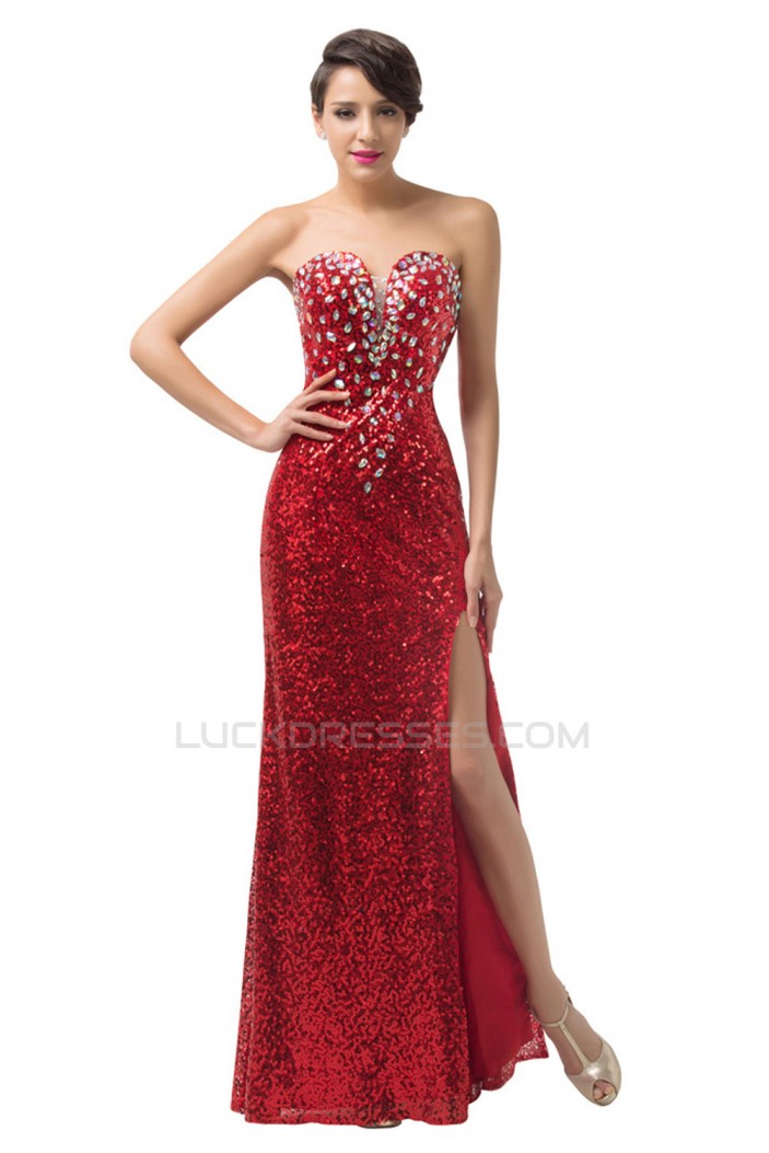 Sheath Sweetheart Sequins Beaded Long Prom Evening Formal Dresses ED011671
