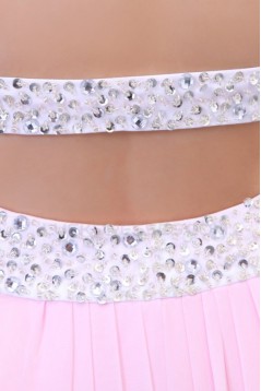 Empire Long Pink Chiffon Beaded Prom Evening Formal Party Dresses/Maternity Evening Dresses ED010168