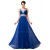 A-Line V-Neck Beaded Long Blue Chiffon Prom Evening Formal Dresses ED011682
