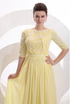 Half Sleeve Long Yellow Chiffon Prom Evening Formal Party Dresses ED010171