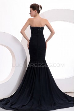 Trumpet/Mermaid Sweetheart Beaded Long Black Prom Evening Formal Party Dresses ED010175
