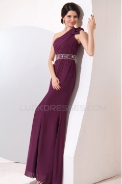 One-Shoulder Beaded Long Chiffon Prom Evening Formal Party Dresses ED010181