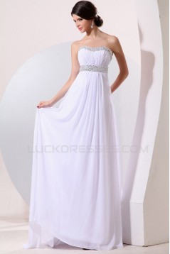 Empire Long White Chiffon Beaded Prom Evening Formal Party Dresses/Maternity Evening Dresses ED010182