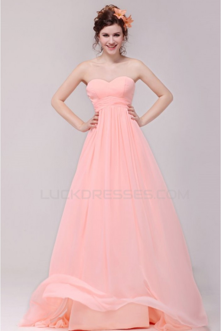Empire Sweetheart Long Pink Chiffon Prom Evening Formal Party Dresses/Maternity Dresses ED010186