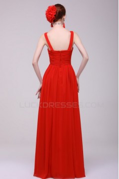 A-Line Long Red Chiffon Prom Evening Formal Party Dresses/Bridesmaid Dresses ED010190
