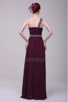 Beaded One-Shoulder Long Chiffon Prom Evening Formal Party Dresses ED010193