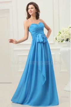 A-Line Sweetheart Long Blue Chiffon Prom Evening Formal Party Dresses ED010200