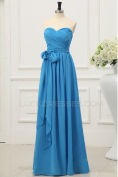 A-Line Sweetheart Long Blue Chiffon Prom Evening Formal Party Dresses ED010200