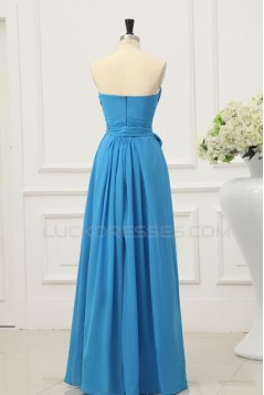 A-Line Sweetheart Long Blue Chiffon Prom Evening Formal Party Dresses ED010200