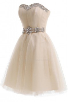 Short Beaded Tulle Prom Evening Formal Party Dresses ED010207