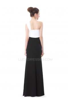 Black White One-Shoulder Long Prom Evening Formal Party Dresses ED010234