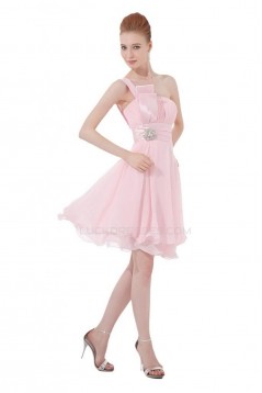 Short Pink One-Shoulder Prom Evening Formal Party Dresses ED010244