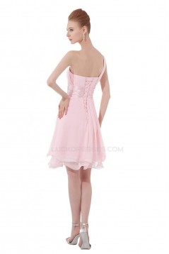 Short Pink One-Shoulder Prom Evening Formal Party Dresses ED010244