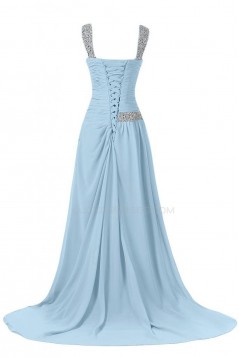Beaded Long Blue Chiffon Prom Evening Formal Party Dresses ED010247