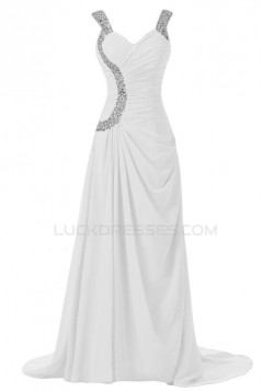 Beaded Long Blue Chiffon Prom Evening Formal Party Dresses ED010247