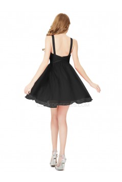 A-Line Beaded Short Black Prom Evening Formal Party Dresses ED010253