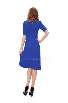 A-Line Short Sleeve Blue Prom Evening Formal Party Dresses ED010255