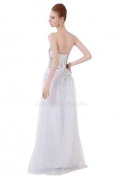 A-Line Sweetheart Beaded Long White Chiffon Prom Evening Formal Party Dresses ED010282