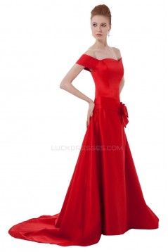 Long Red Off-The-Shoulder Prom Evening Formal Party Dresses ED010292