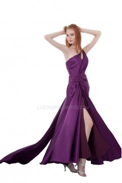 One-Shoulder Long Purple Chiffon Prom Evening Formal Party Dresses ED010293