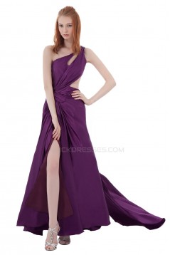 One-Shoulder Long Purple Chiffon Prom Evening Formal Party Dresses ED010293