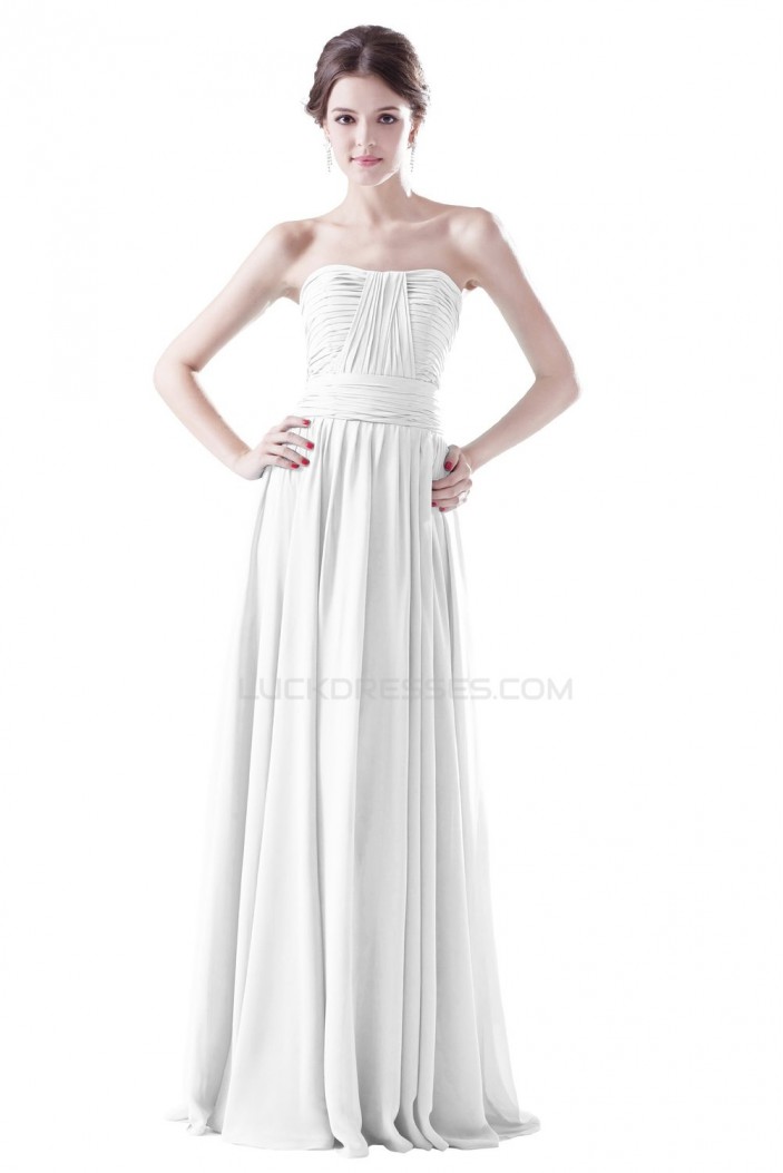 A-Line Strapless Long Chiffon Prom Evening Formal Party Dresses ED010298