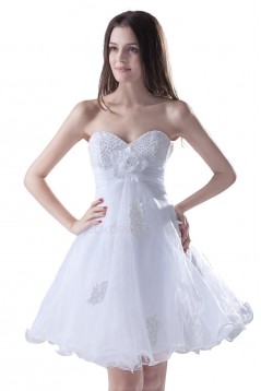 A-Line Sweetheart Beaded Short White Chiffon Prom Evening Formal Party Dresses ED010299