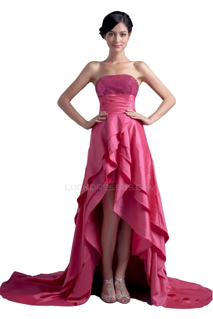 High Low Strapless Short Pink Prom Evening Formal Party Dresses ED010320