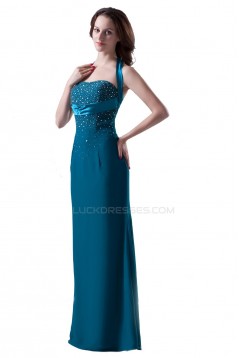 Halter Beaded Long Black Prom Evening Formal Party Dresses ED010322