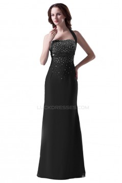 Halter Beaded Long Black Prom Evening Formal Party Dresses ED010322