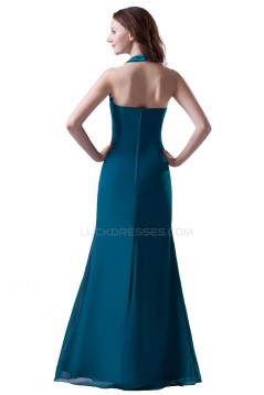 Halter Beaded Long Black Prom Evening Formal Party Dresses ED010322