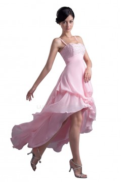 A-Line High Low Short Beaded Pink Prom Evening Formal Party Dresses ED010346
