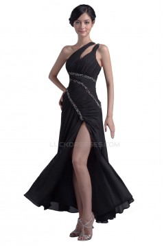 One-Shoulder Long Chiffon Beaded Prom Evening Formal Party Dresses ED010352