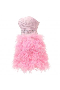 Beaded Strapless Short Pink Prom Evening Formal Party Dresses ED010356