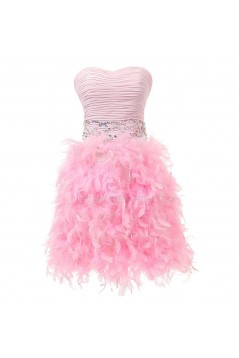 Beaded Strapless Short Pink Prom Evening Formal Party Dresses ED010356