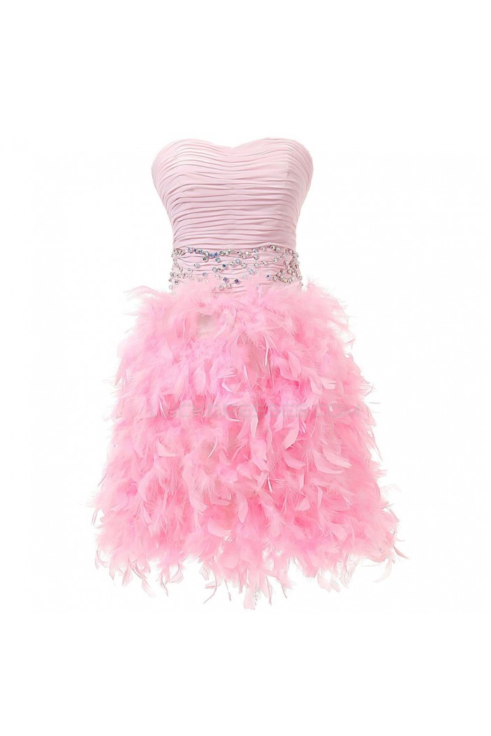 Beaded Strapless Short Pink Prom Evening Formal Party Dresses ED010356