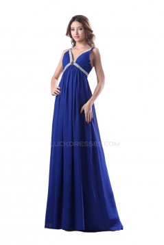 Long Blue Beaded Chiffon Prom Evening Formal Party Dresses ED010364