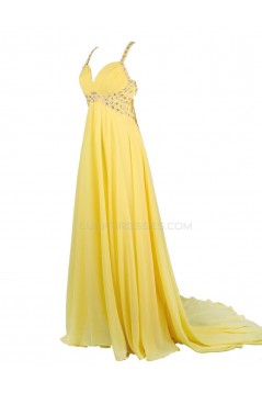 Beaded Long Yellow Chiffon Prom Evening Formal Party Dresses ED010367
