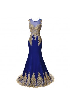 Amazing Beading Appliques Mermaid Tulle Neck Long Evening Dress ED010369