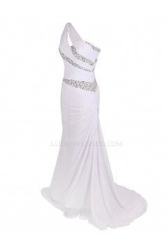 Trumpet/Mermaid One-Shoulder Beaded Long Chiffon Prom Evening Formal Party Dresses ED010373