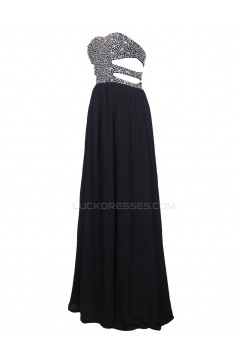 Long Black Beaded Chiffon Prom Evening Formal Party Dresses ED010375