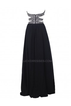 Long Black Beaded Chiffon Prom Evening Formal Party Dresses ED010375